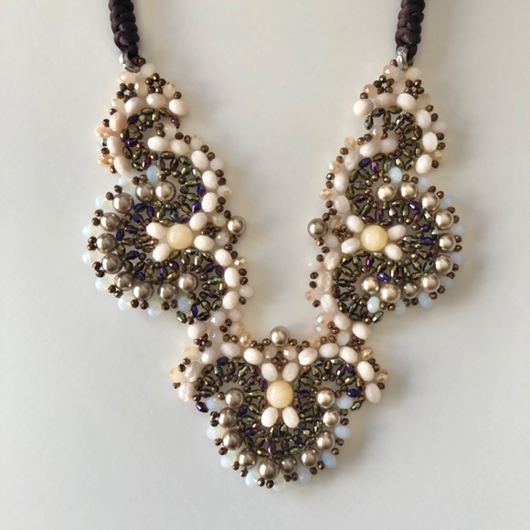 Beaded & Silk Woven Cord Necklace by Rush Denis & Charles - Picture 6 of 11